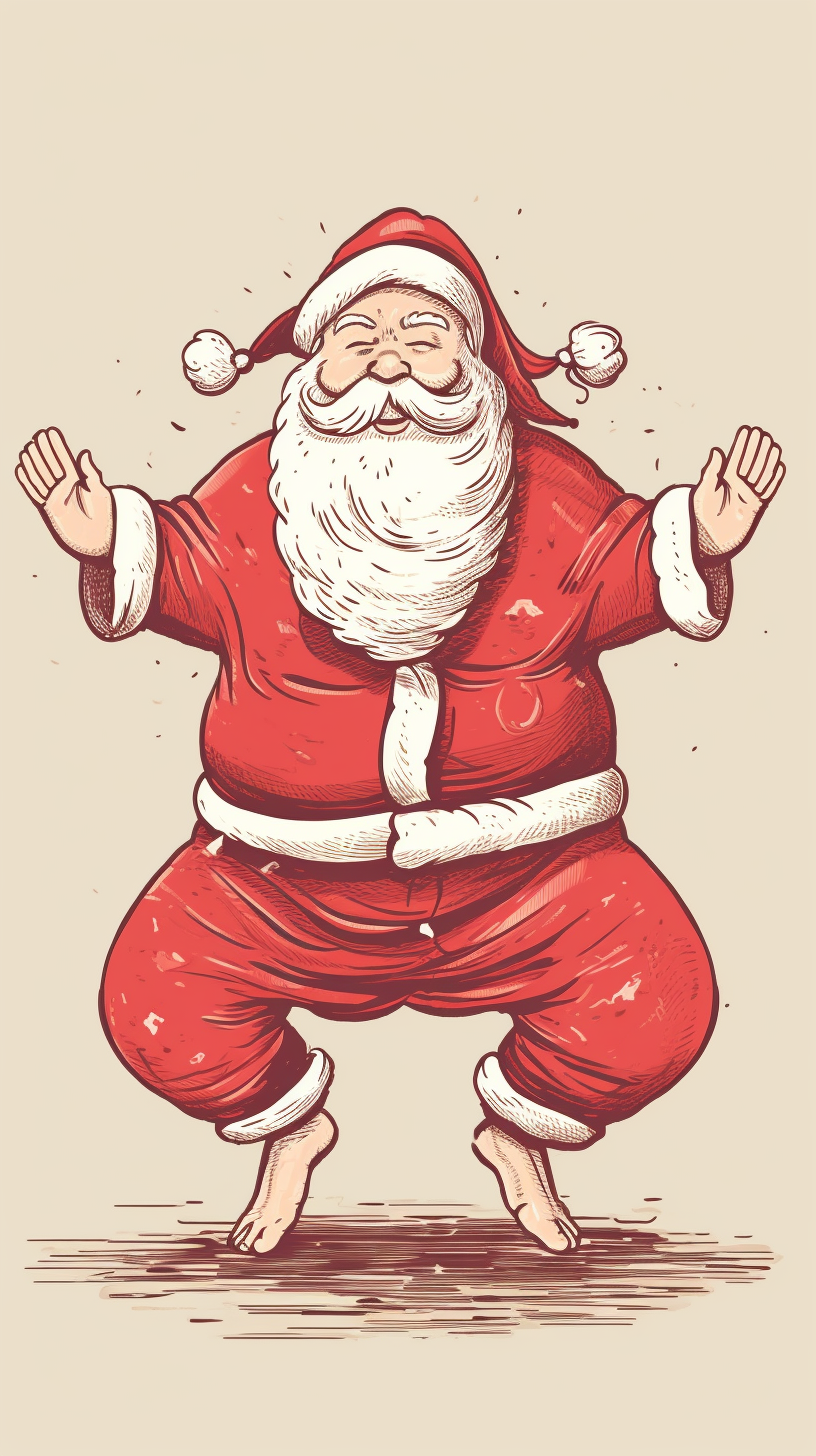 4. Plump Santa Claus doing yoga