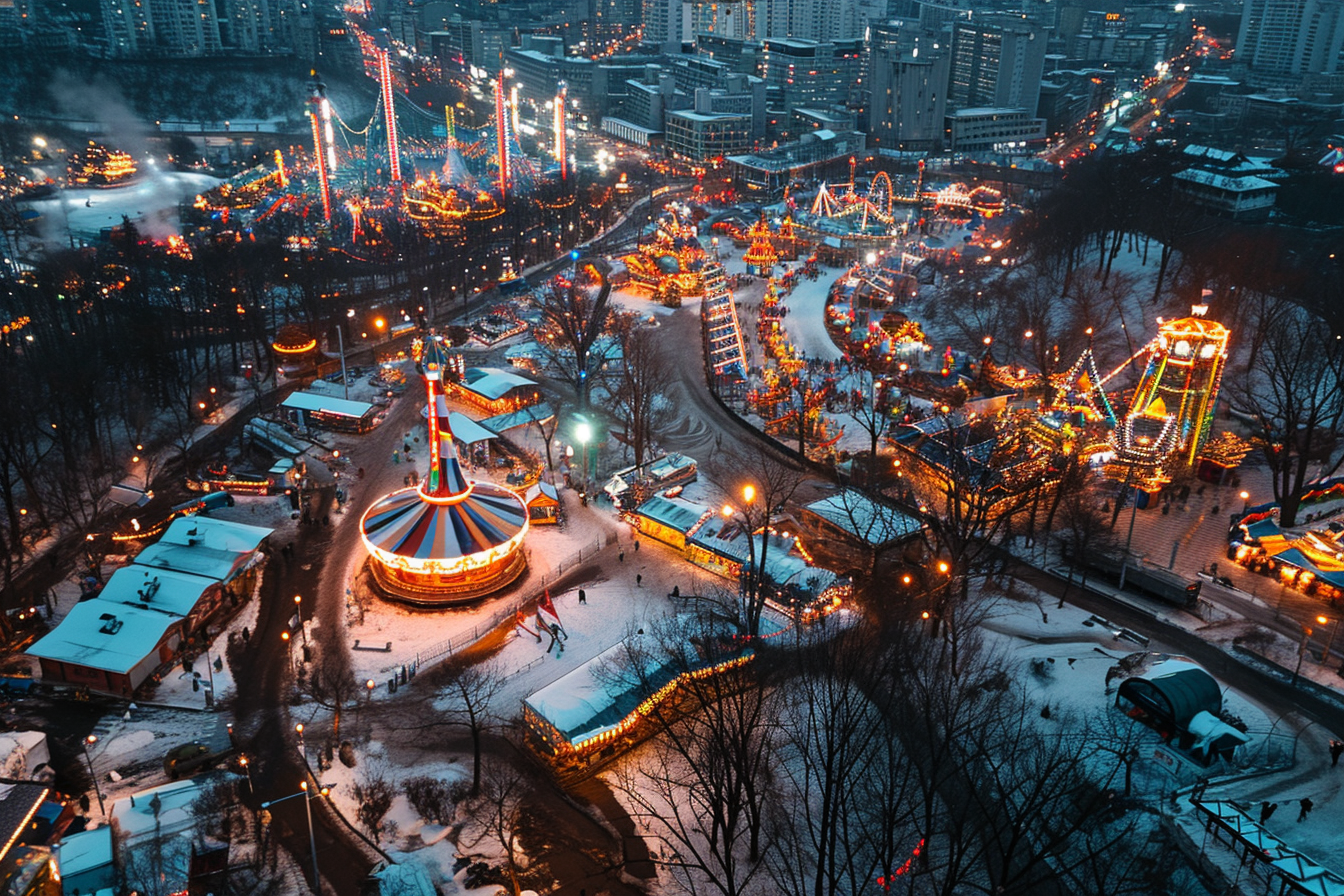 4. Aerial view Seoul cityscape with winter amusement park