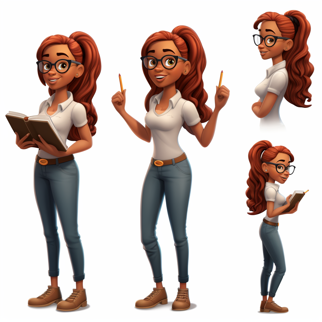 African American woman teacher with ponytail and glasses