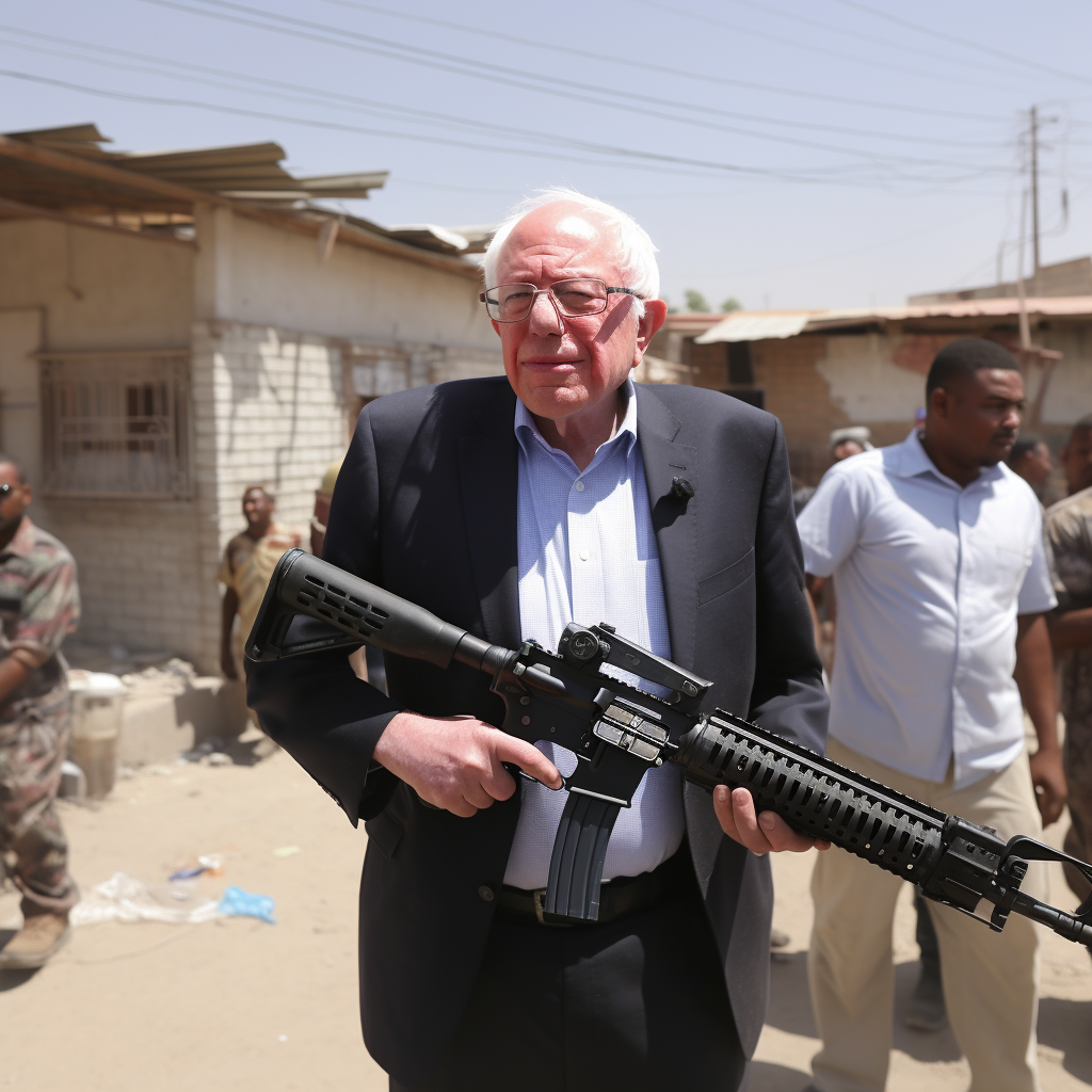 4. Bernie Sanders with AR15 in Fallujah