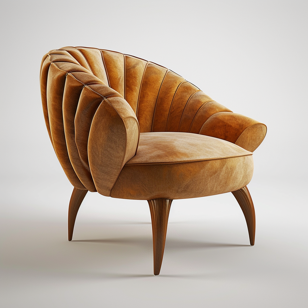 4. Image of a luxury brown chair with a croissant-shaped back