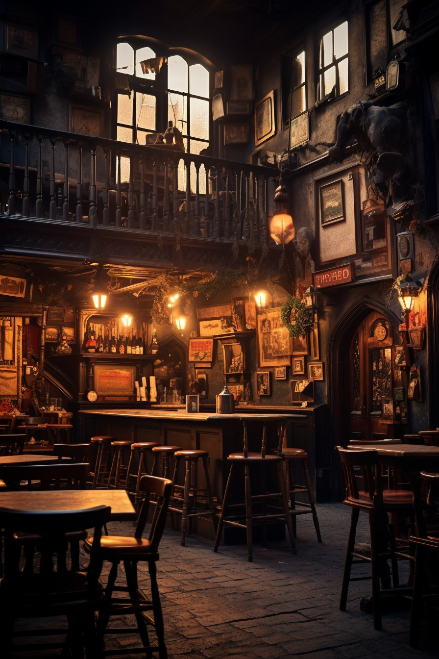 4. Cozy Irish pub with warm lighting and a pint of beer