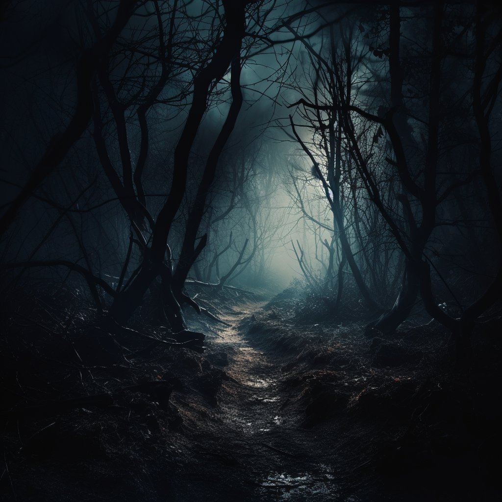 4. Dark forest with fog and full moon