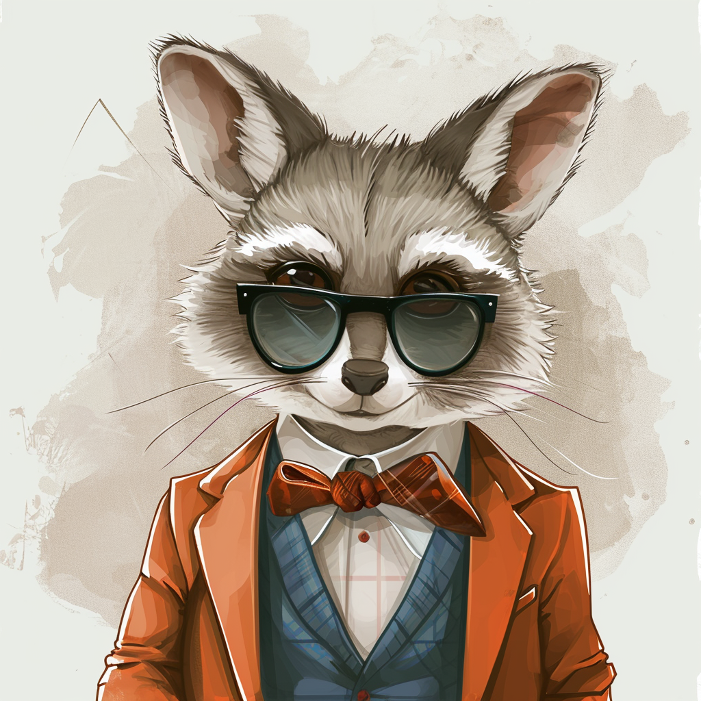 4. Cute animal dressed as a banker with plain white background.