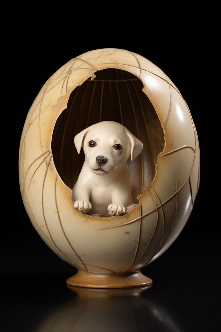 4. Adorable puppy emerging from eggshell