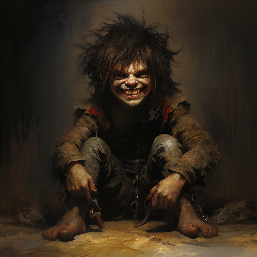 4. Demon child with big smile and disheveled hair