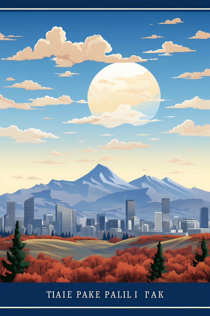 4. Scenic Denver, Colorado skyline artwork