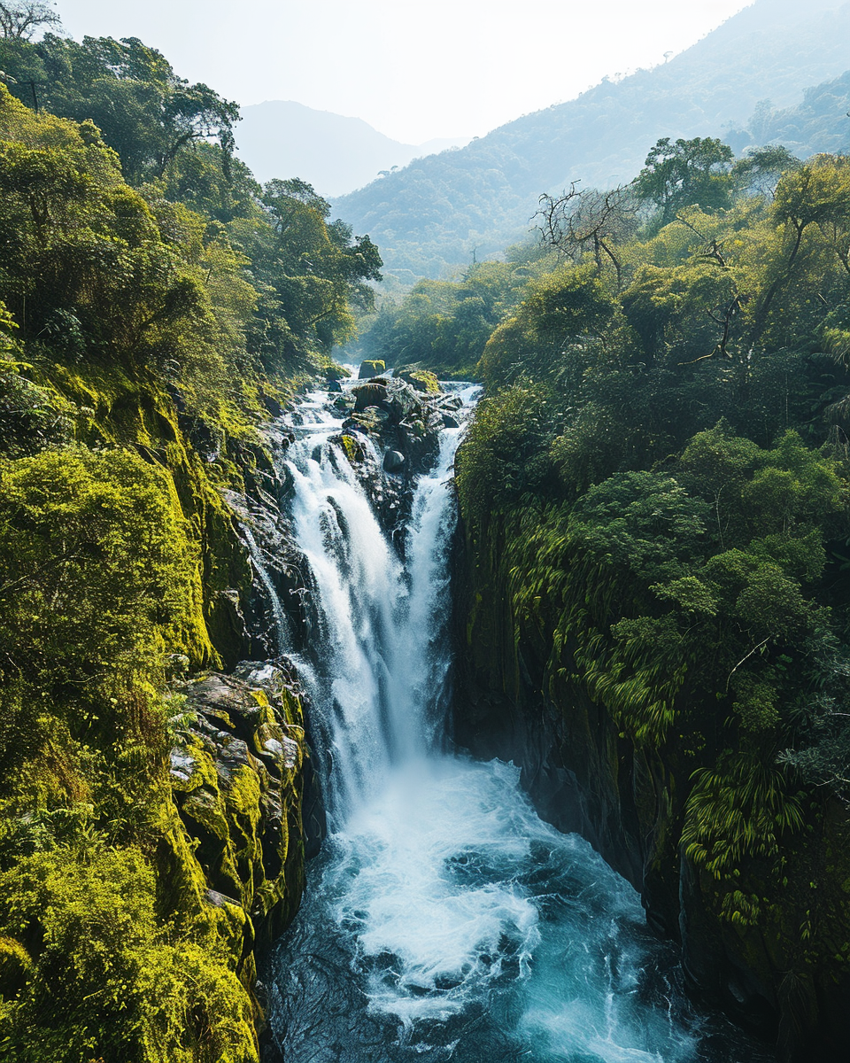 4. Aerial view of majestic waterfalls ?