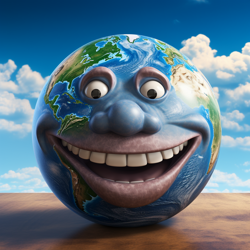 4. Happy Earth with Human Head