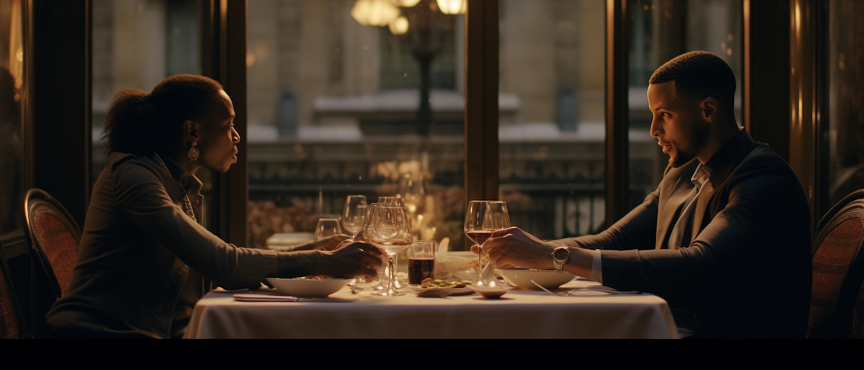 4. Couple enjoying an elegant dinner together