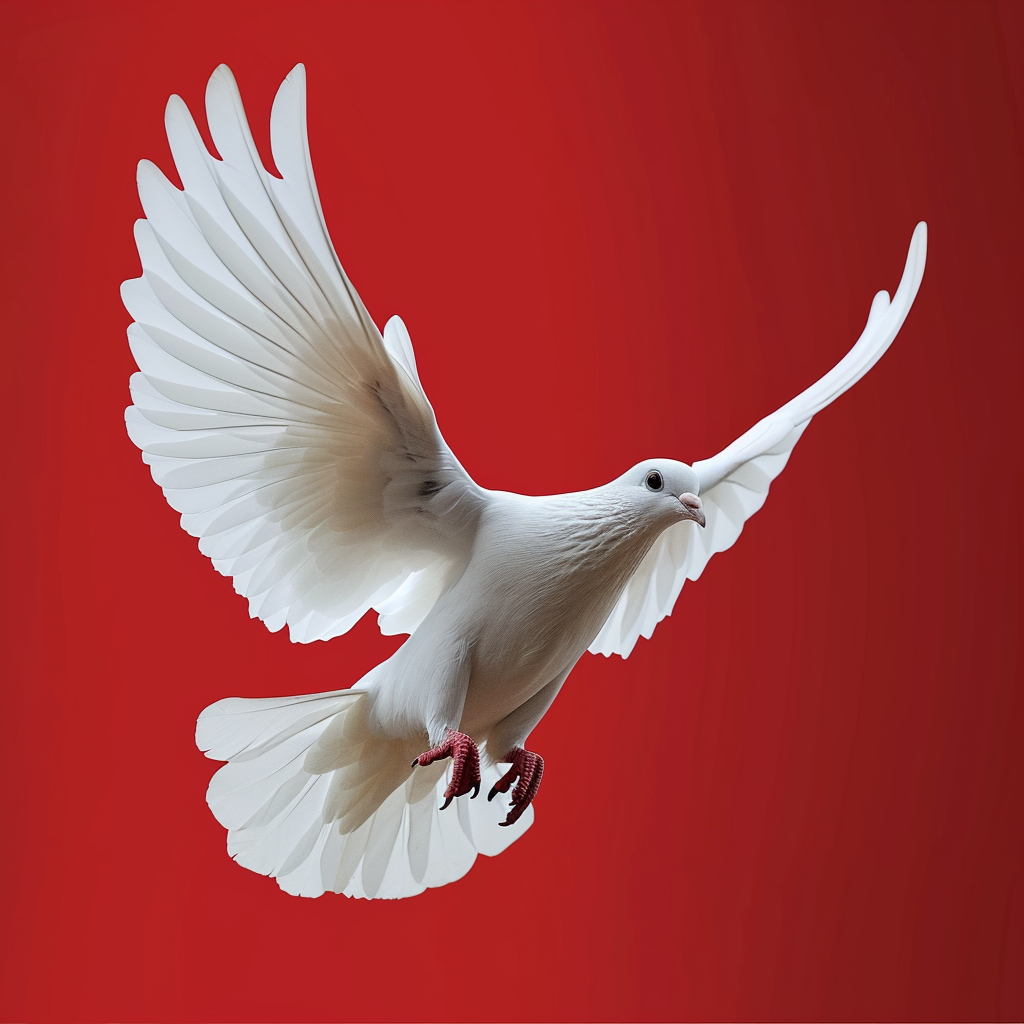 4. Beautiful white dove soaring gracefully in the sky