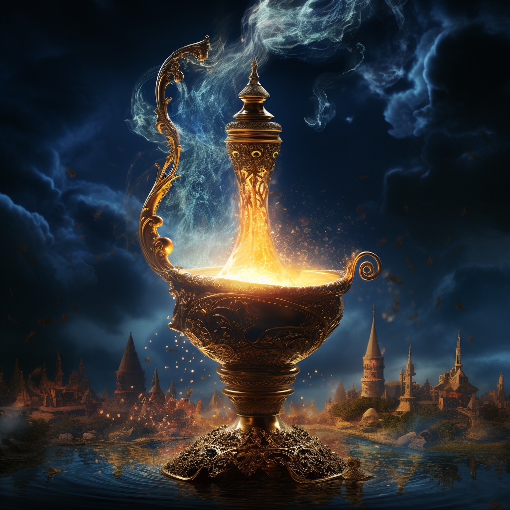 4. Magical genie lamp granting golden wishes