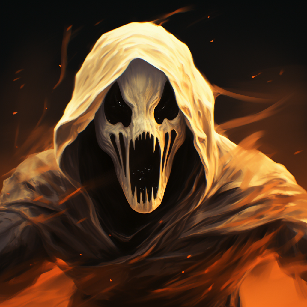 4. Ghostface from Scream movie, white mask with black eyes.