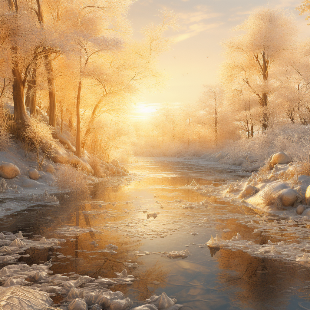 4. Winter landscape with golden colors