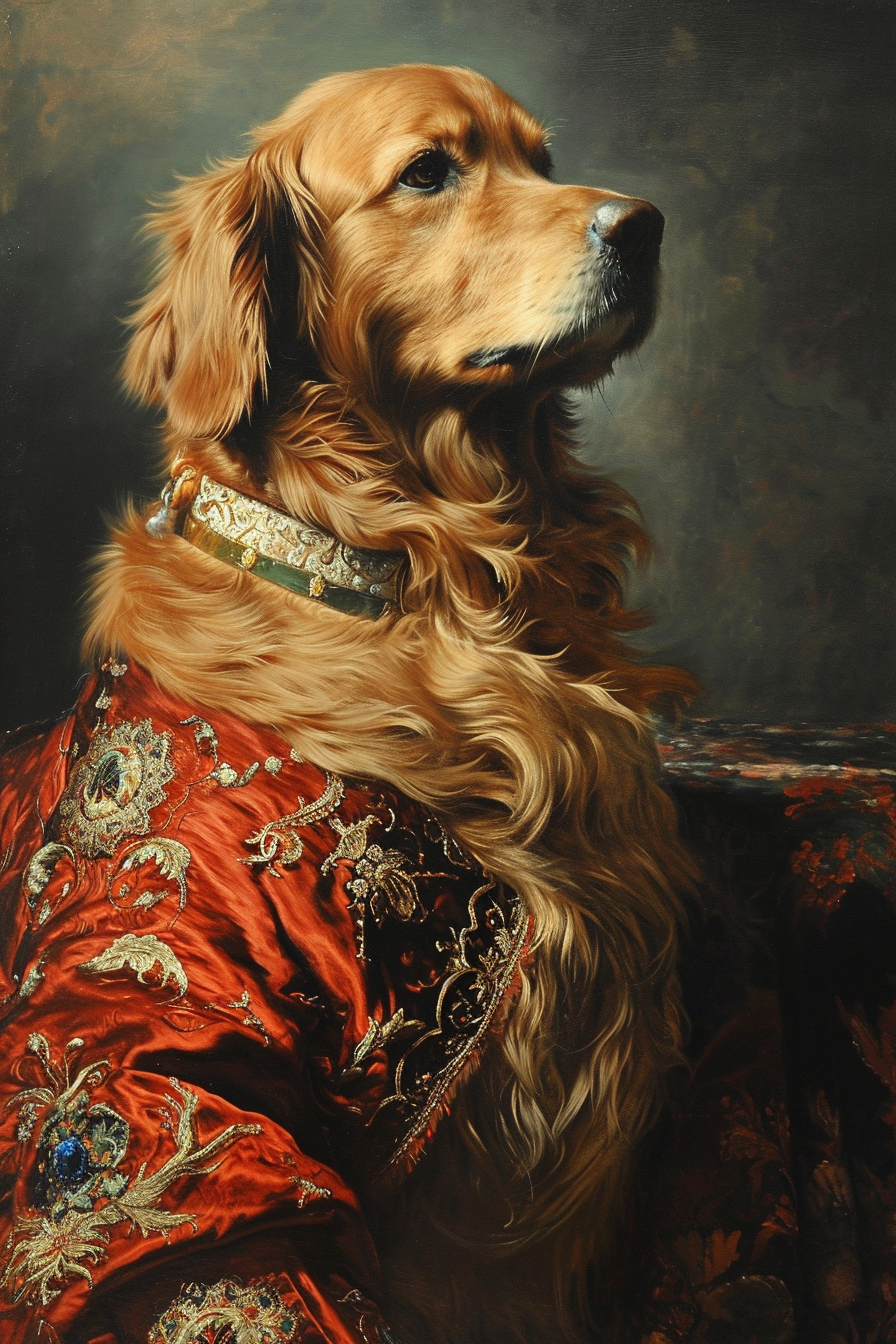 4. Noble Golden Retriever in Painting