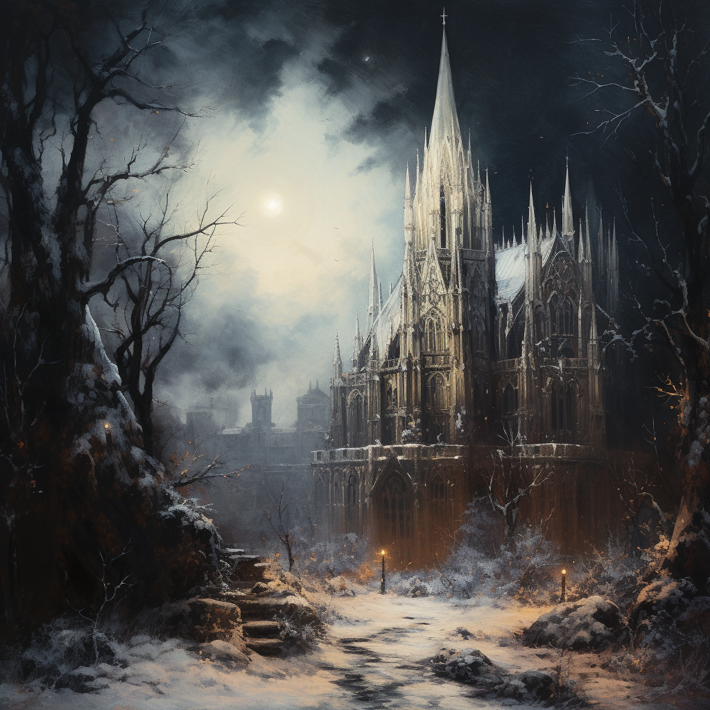 4. Image of Gothic Cathedral in Winter Night