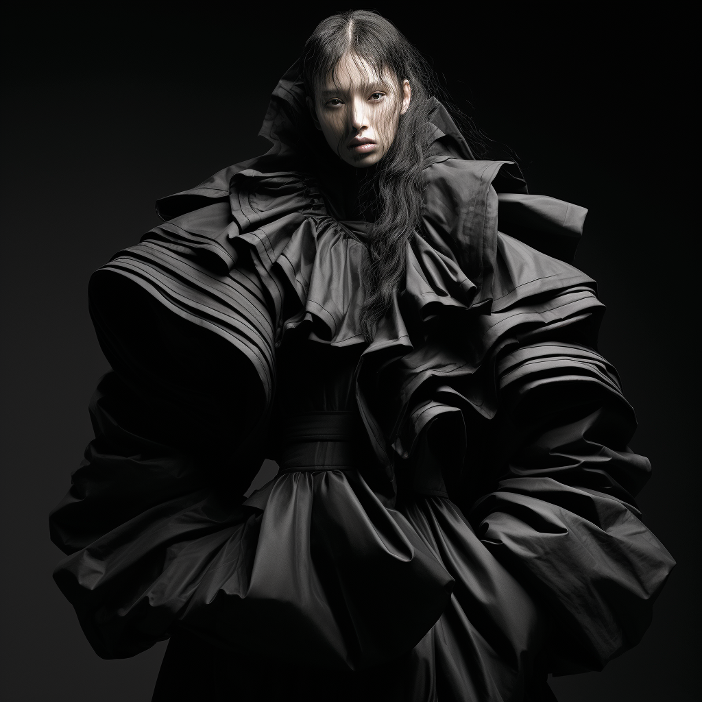 4. Ghostly model in dramatic runway attire