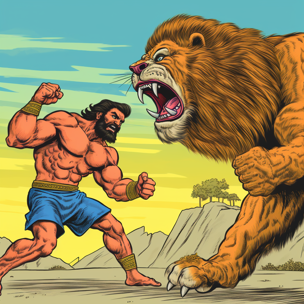 4. Powerful Hercules defeating the mighty lion