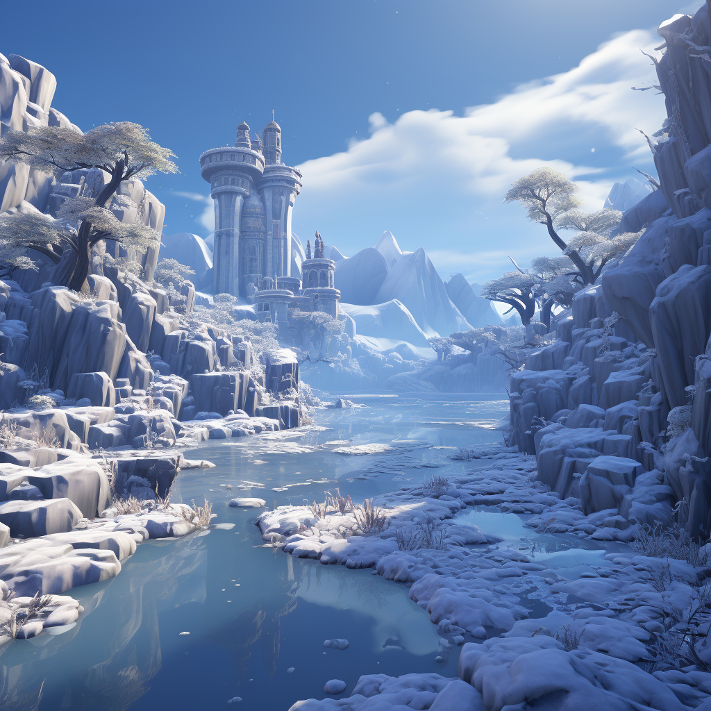 4. Frozen landscape with exciting obstacles and characters