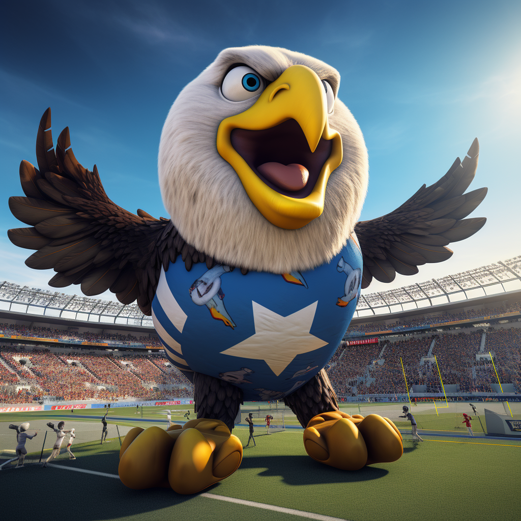 4. Inflatables Bald Eagle Mascot with Soccer Ball at Aztec Stadium