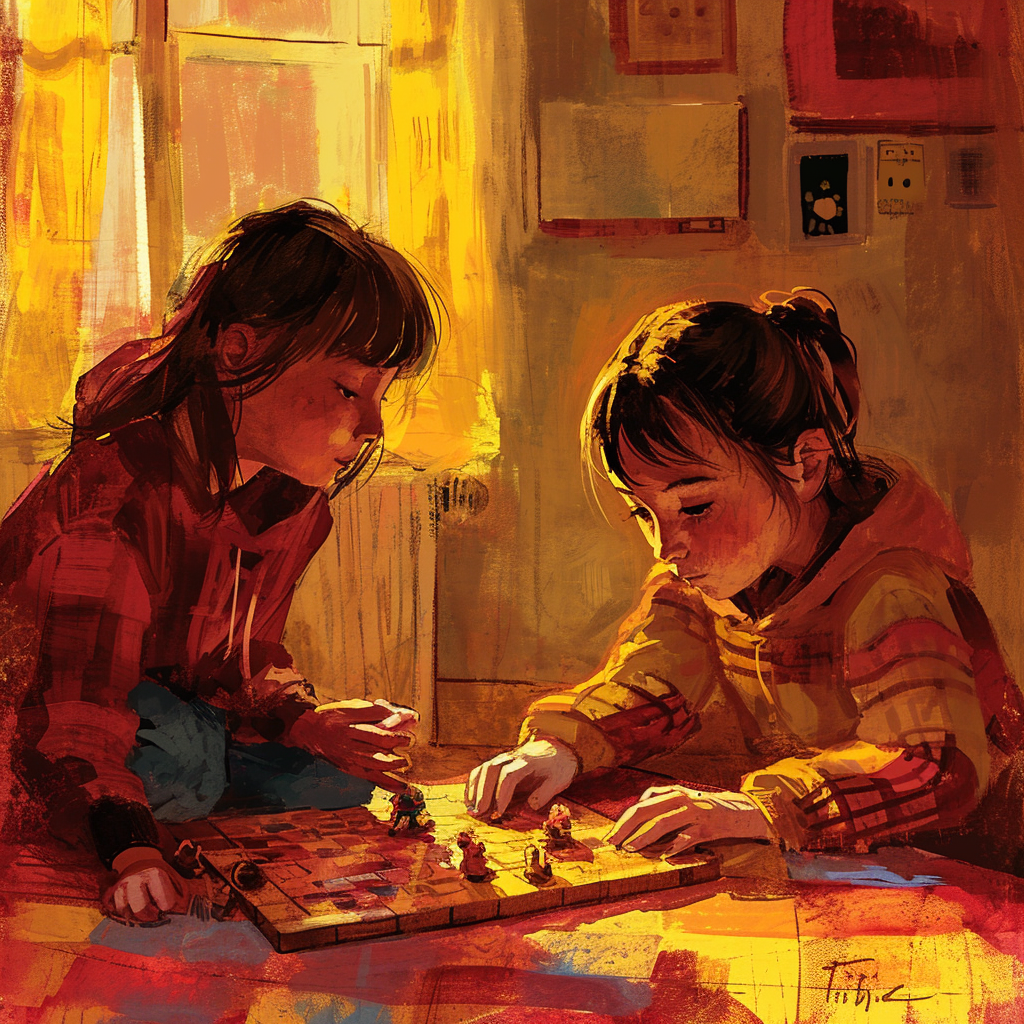 4. Children playing board game together