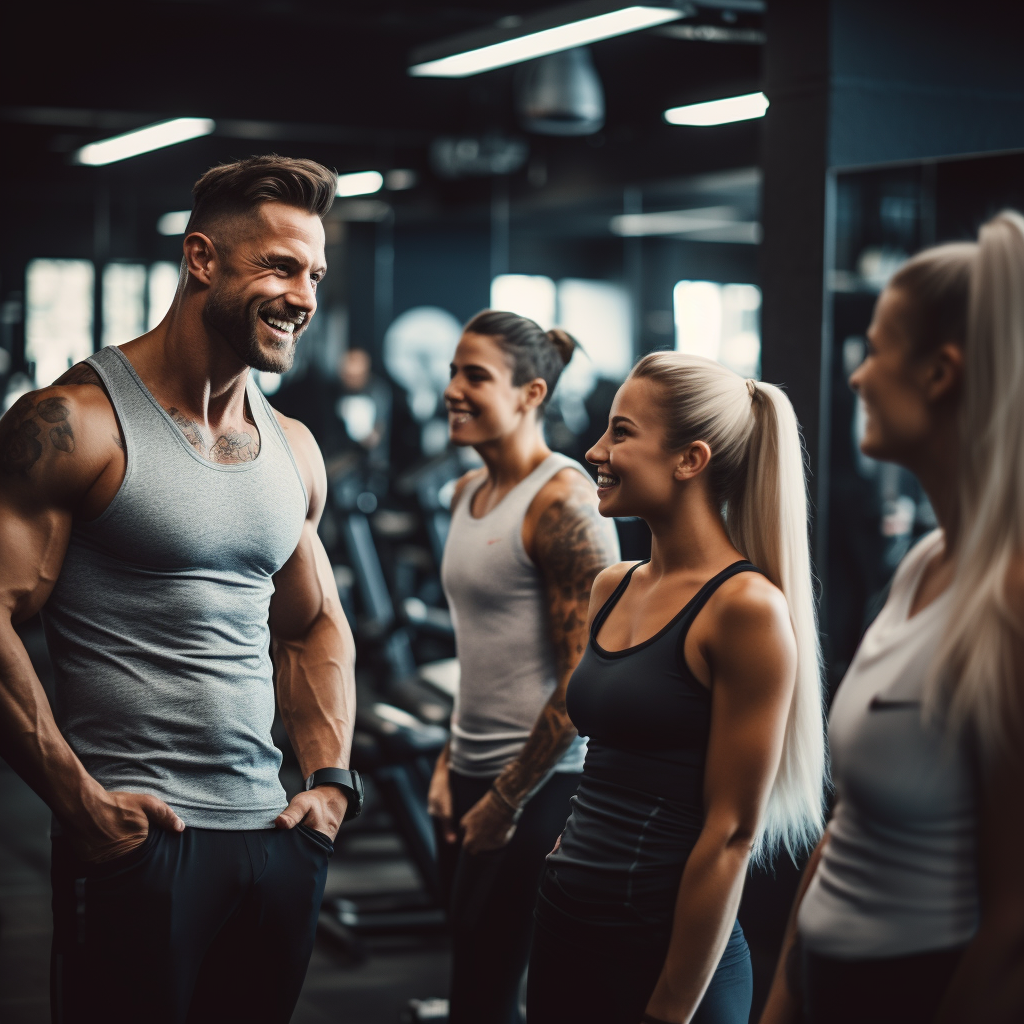 4. High-quality photo of a female customer being trained by a personal trainer at the gym