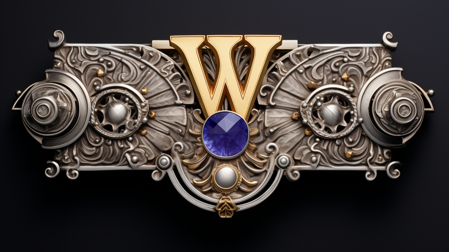 4. Shiny letter  W  on fancy escutcheon