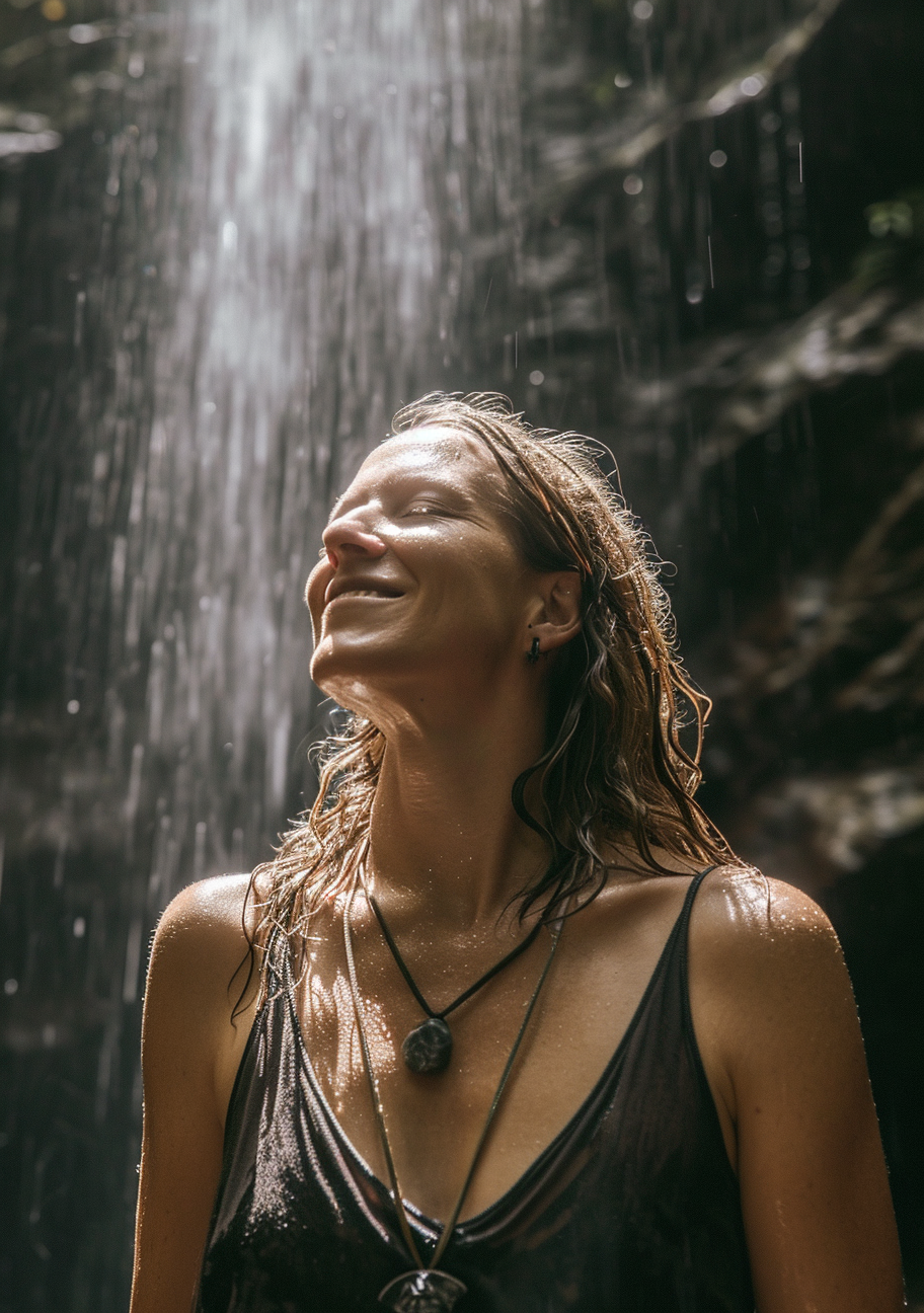 4. ALT Text for Image - Beautiful blond models under waterfall in Costa Rica