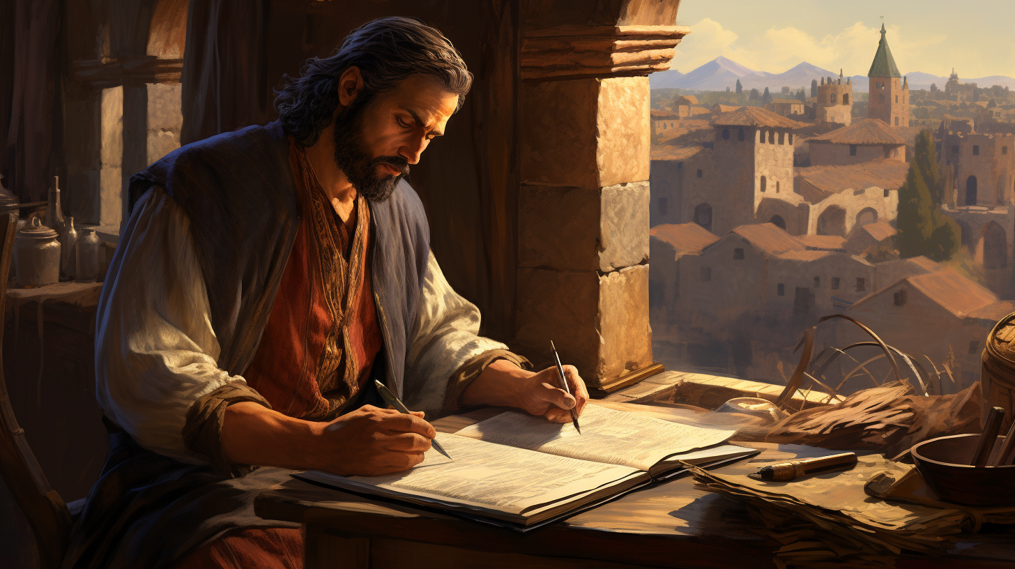 4. Ancient scribe writing in Bible