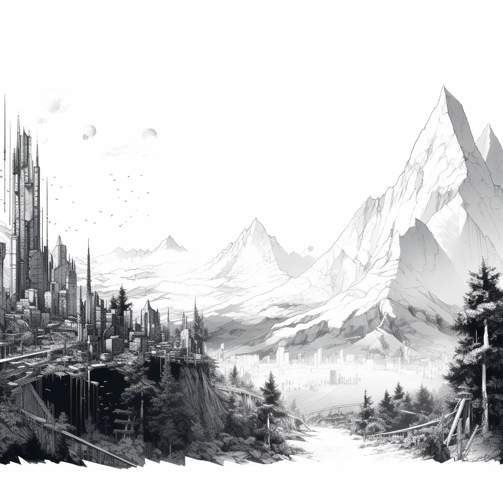 4. Hand-drawn Sketch of Spectacular Mountain Skyline