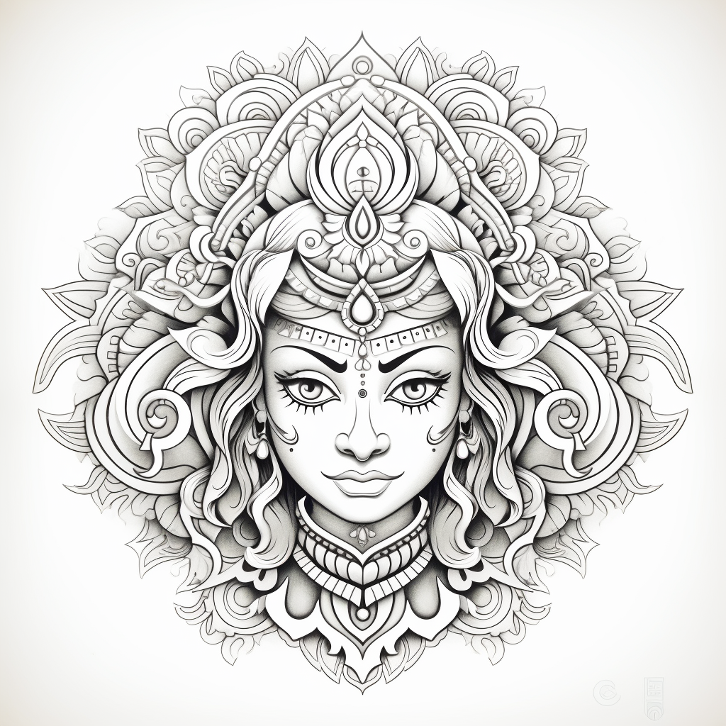 4. Spiritual Durga Mata Face Outline Image