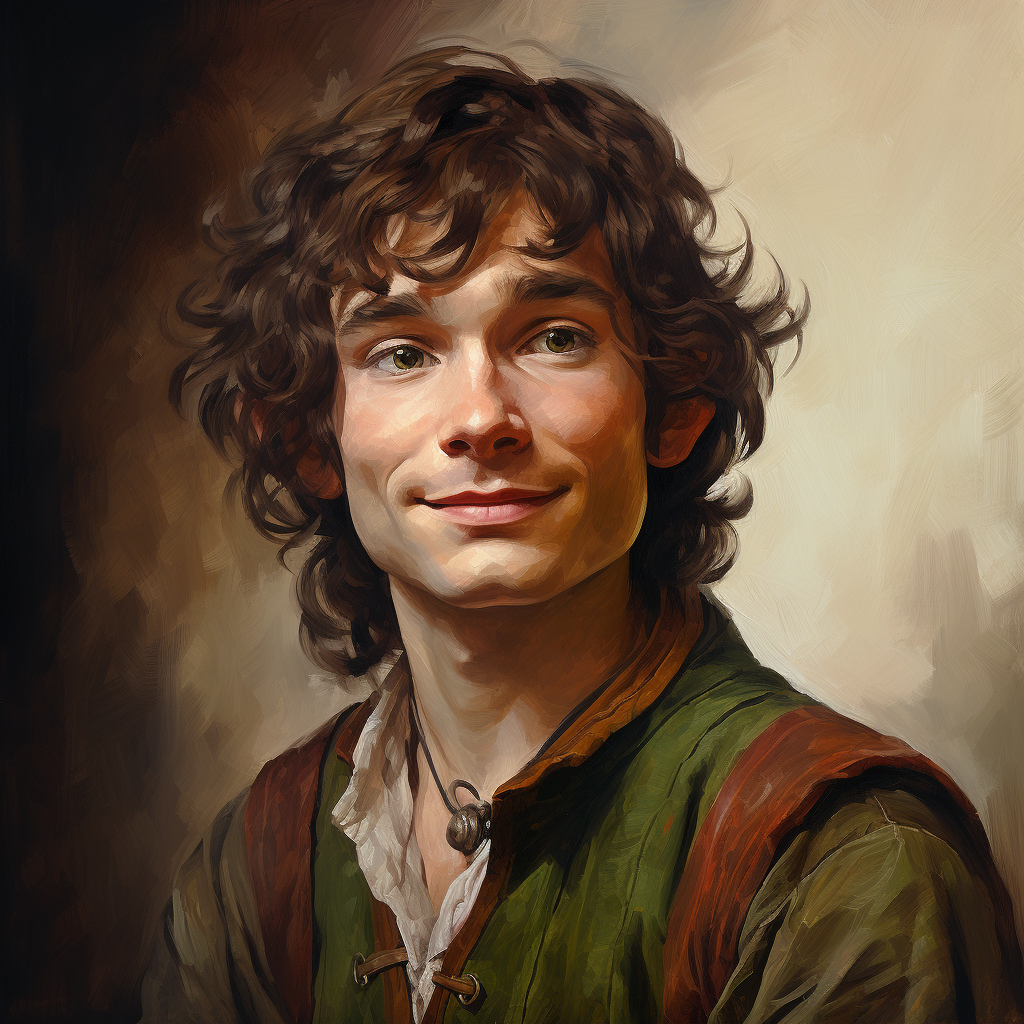 4. Image of a hobbit with dark brown hair and freckles