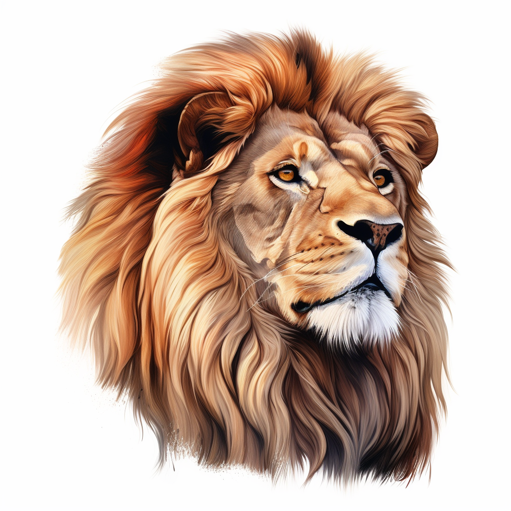 4.  Realistic lion head on white background