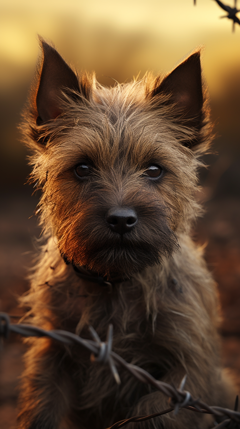 Cairn terrier crawling with focus