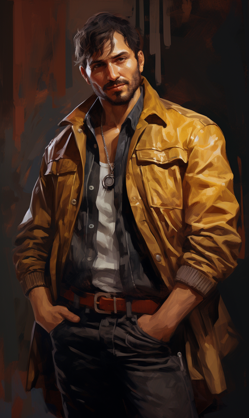 Hispanic ranchhand in worker clothes and leather jacket