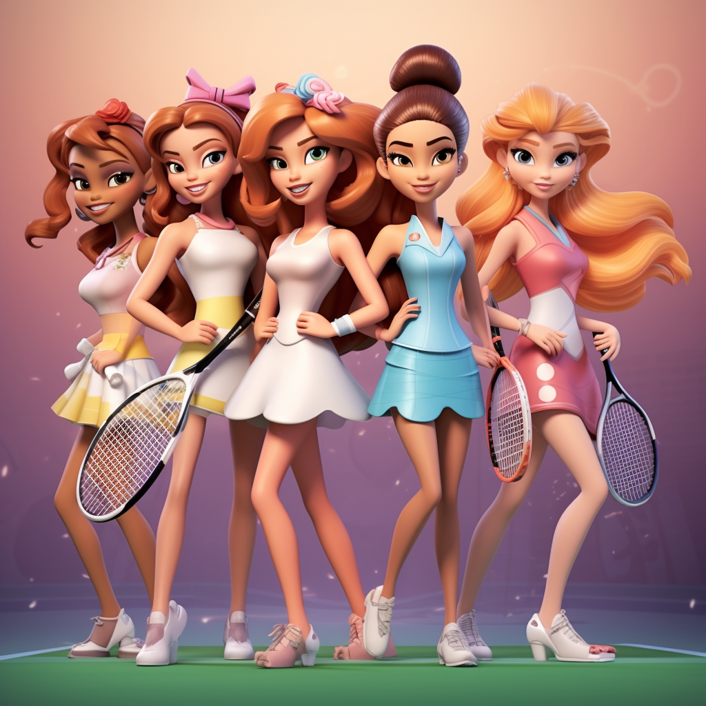 4. Winx characters playing tennis in action