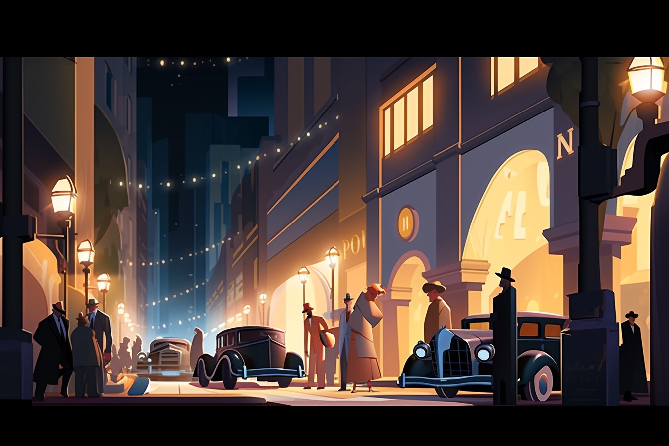 4. Art Deco Street in Nighttime