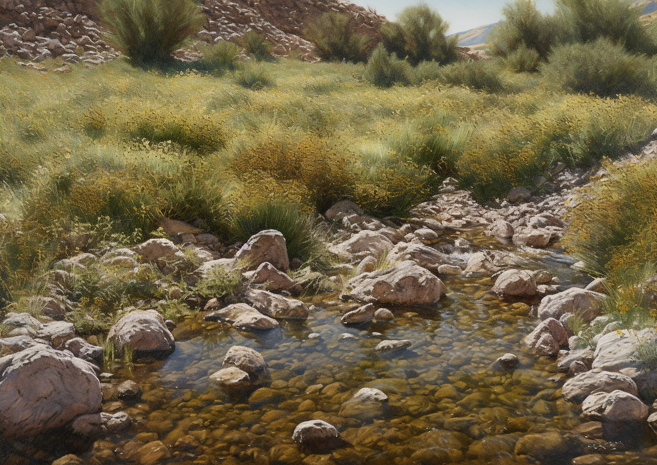 4. Serene river stream with peaceful stones