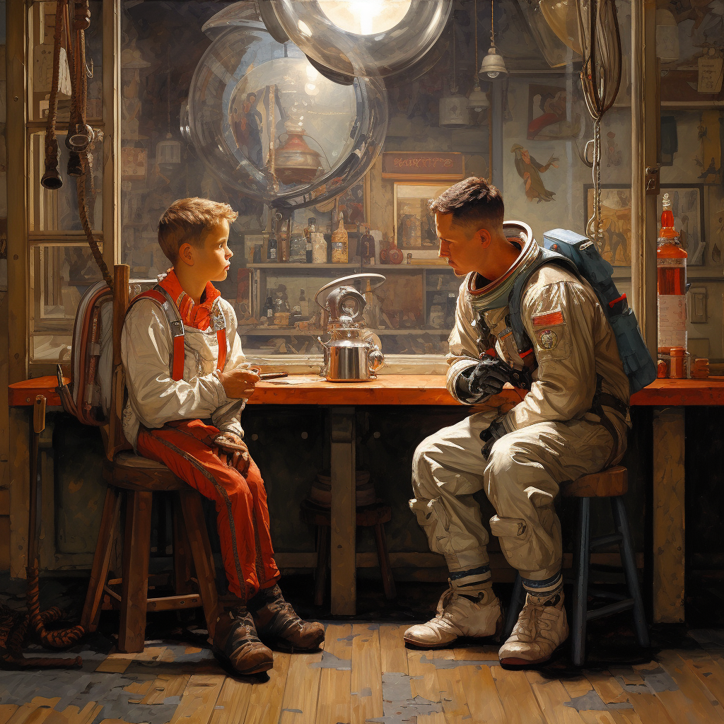 4. Artistic depiction of interstellar Norman Rockwell painting