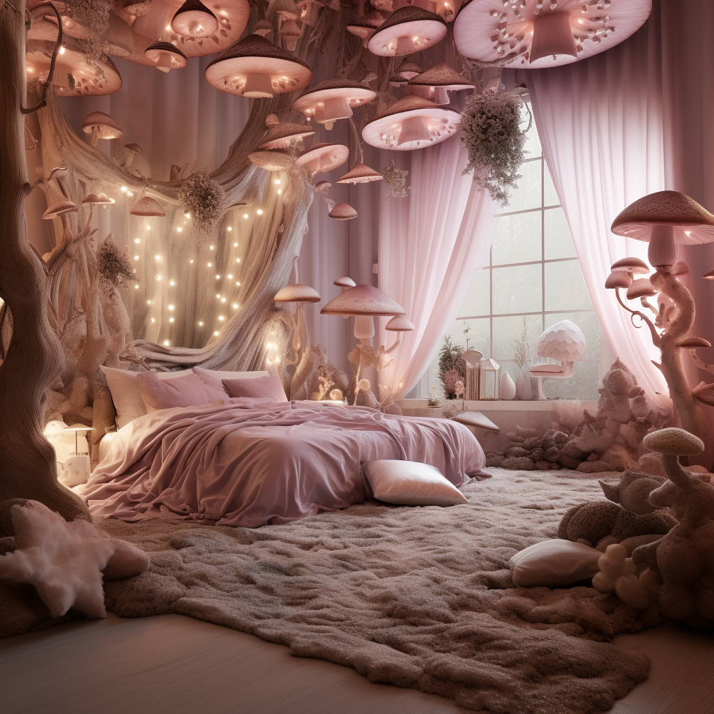 4. Cozy fairy bedroom with mushroom-inspired decor