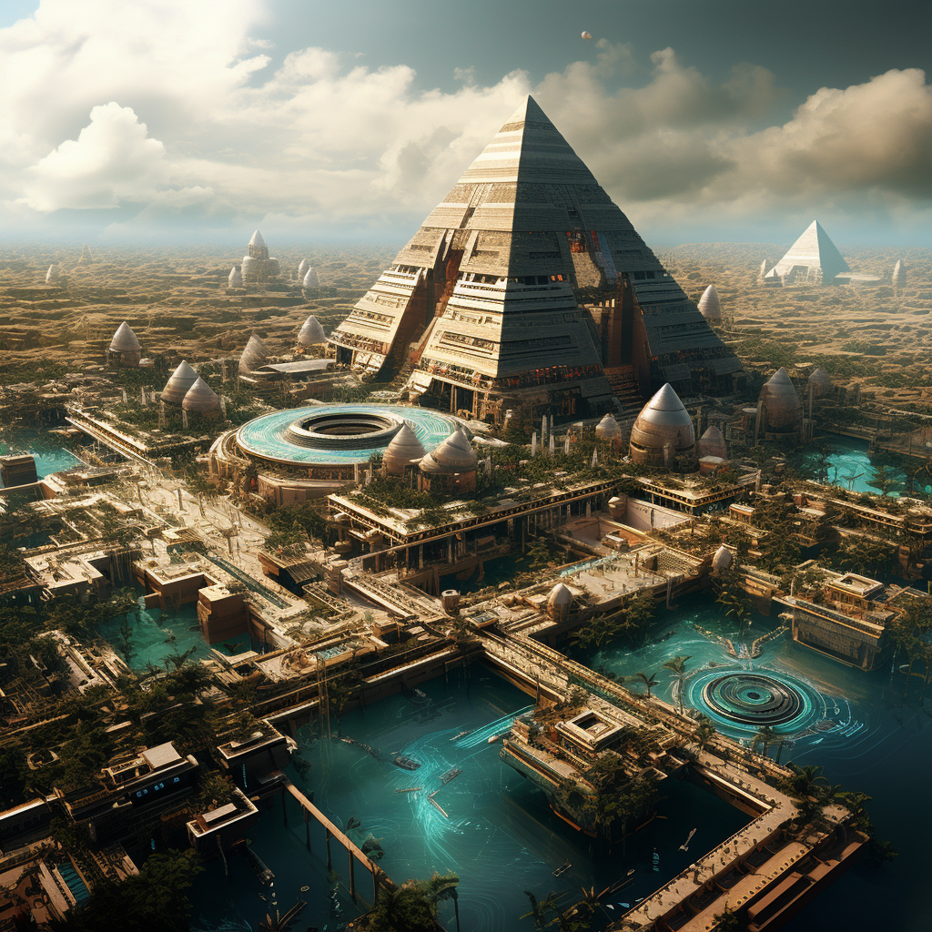 4. Image showcasing ancient civilizations with modern technology