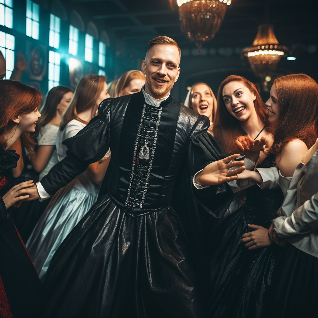 English Monk Dancing in Nightclub