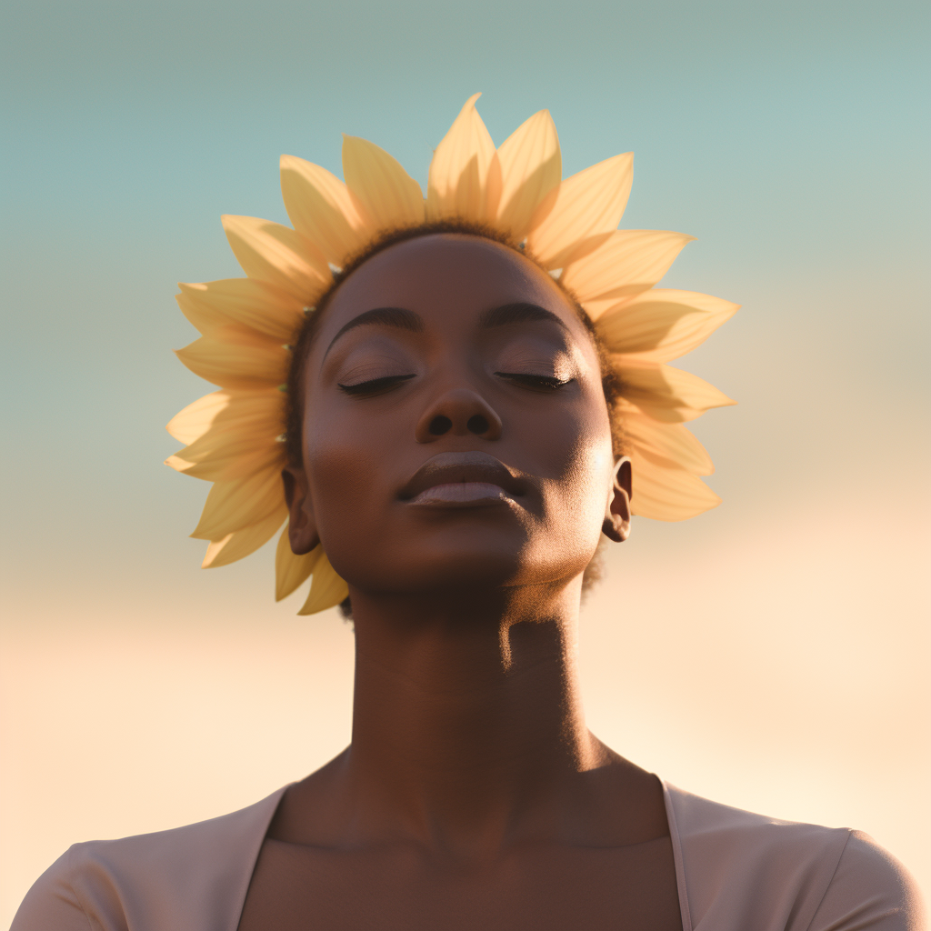 4. Radiant figure holding vibrant sunflower