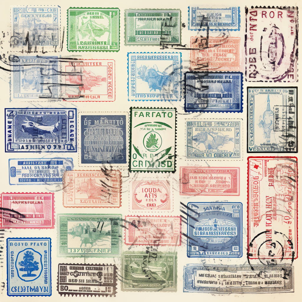 4. Detailed vintage passport stamp border