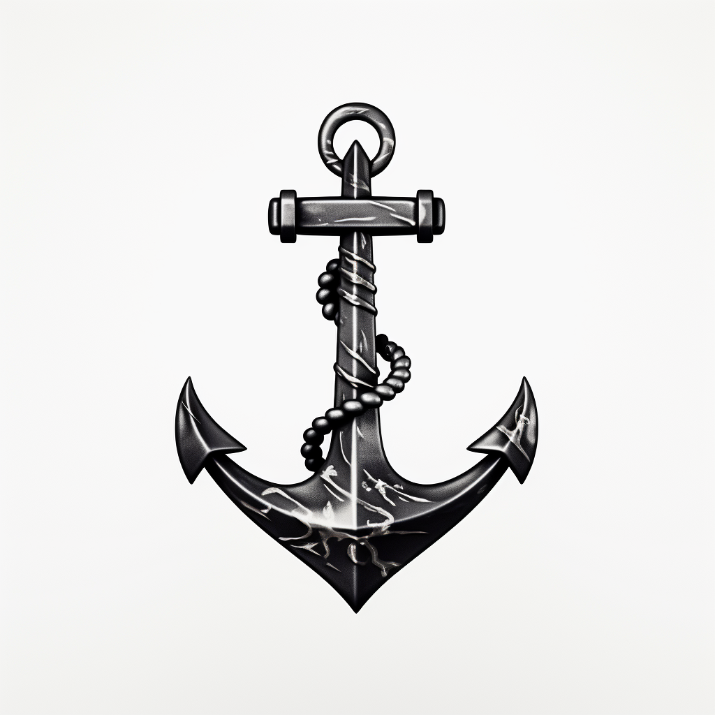 4. Beautiful anchor black and silver on a realistic white background