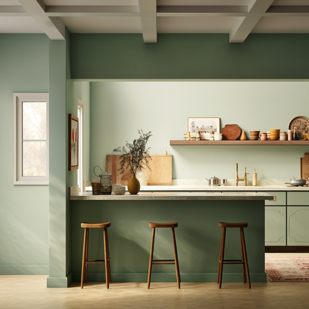 4. Photorealistic kitchen in C0AD96 shade