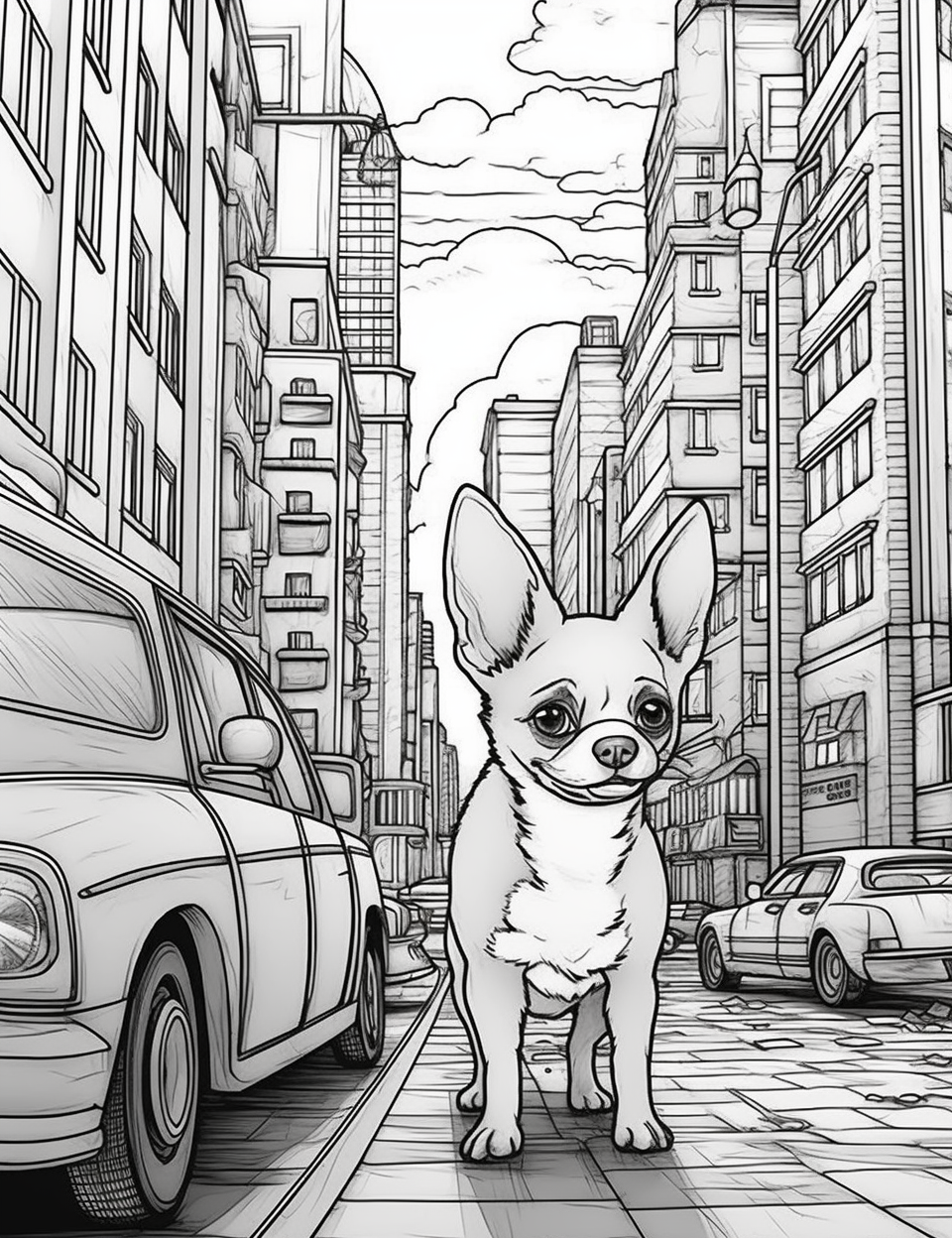 4. Adorable chihuahua in vibrant street scenery