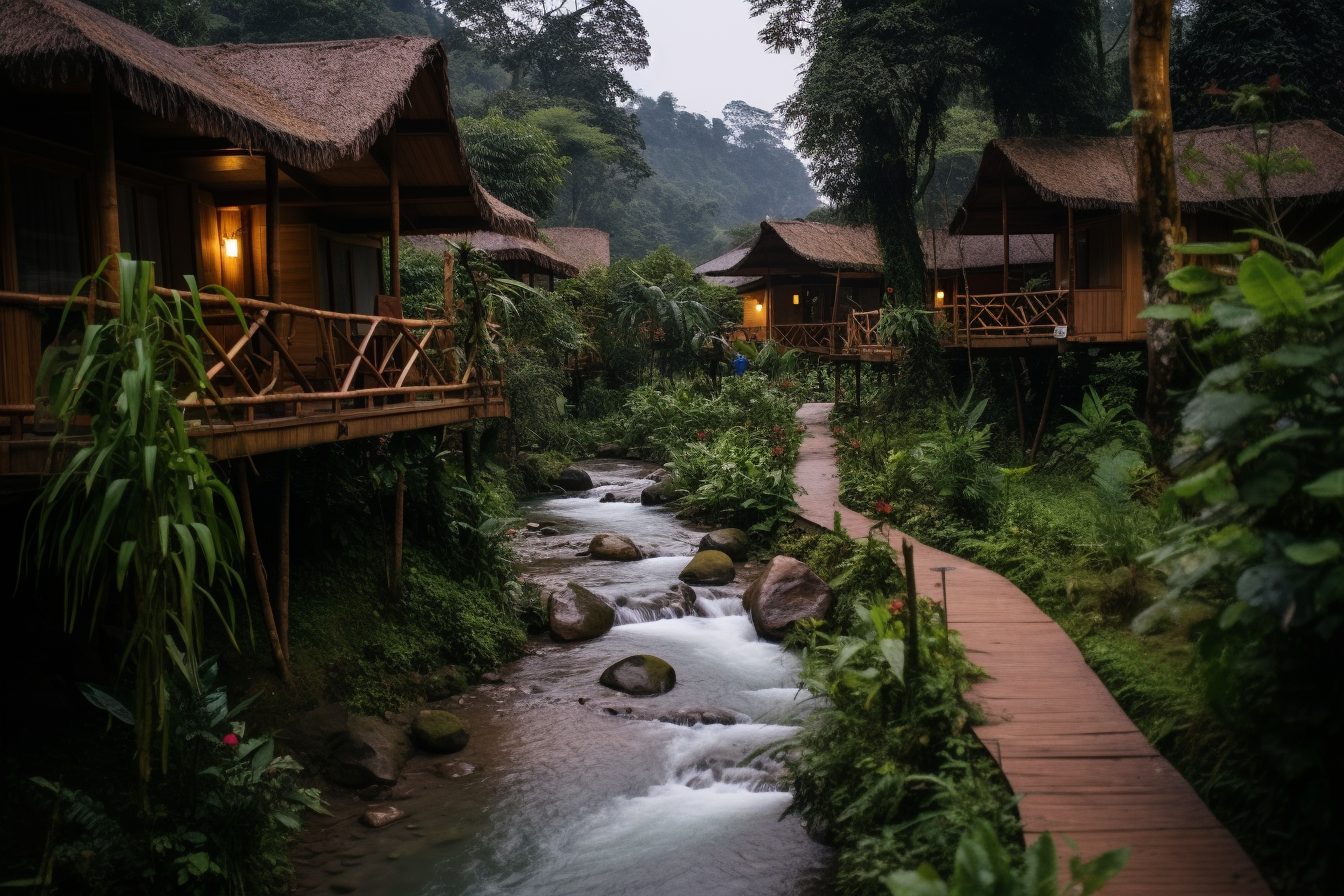 4. Beautifully sculpted chalets by the river ?