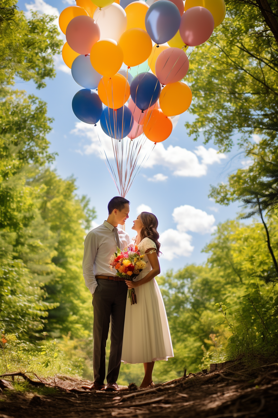 4. Joyful Couple with Colorful Balloons