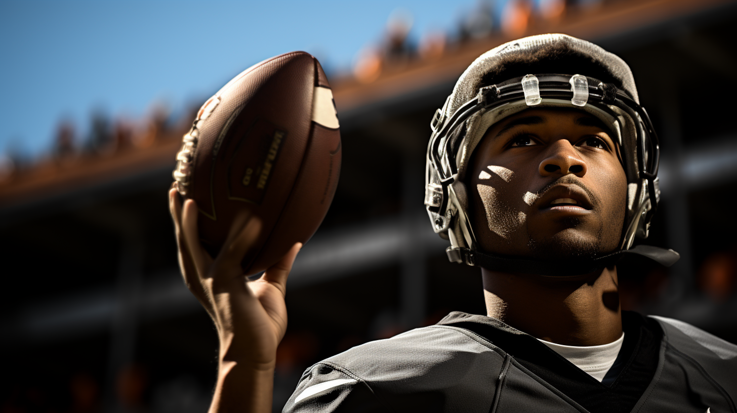 4. Full body shot of college football action